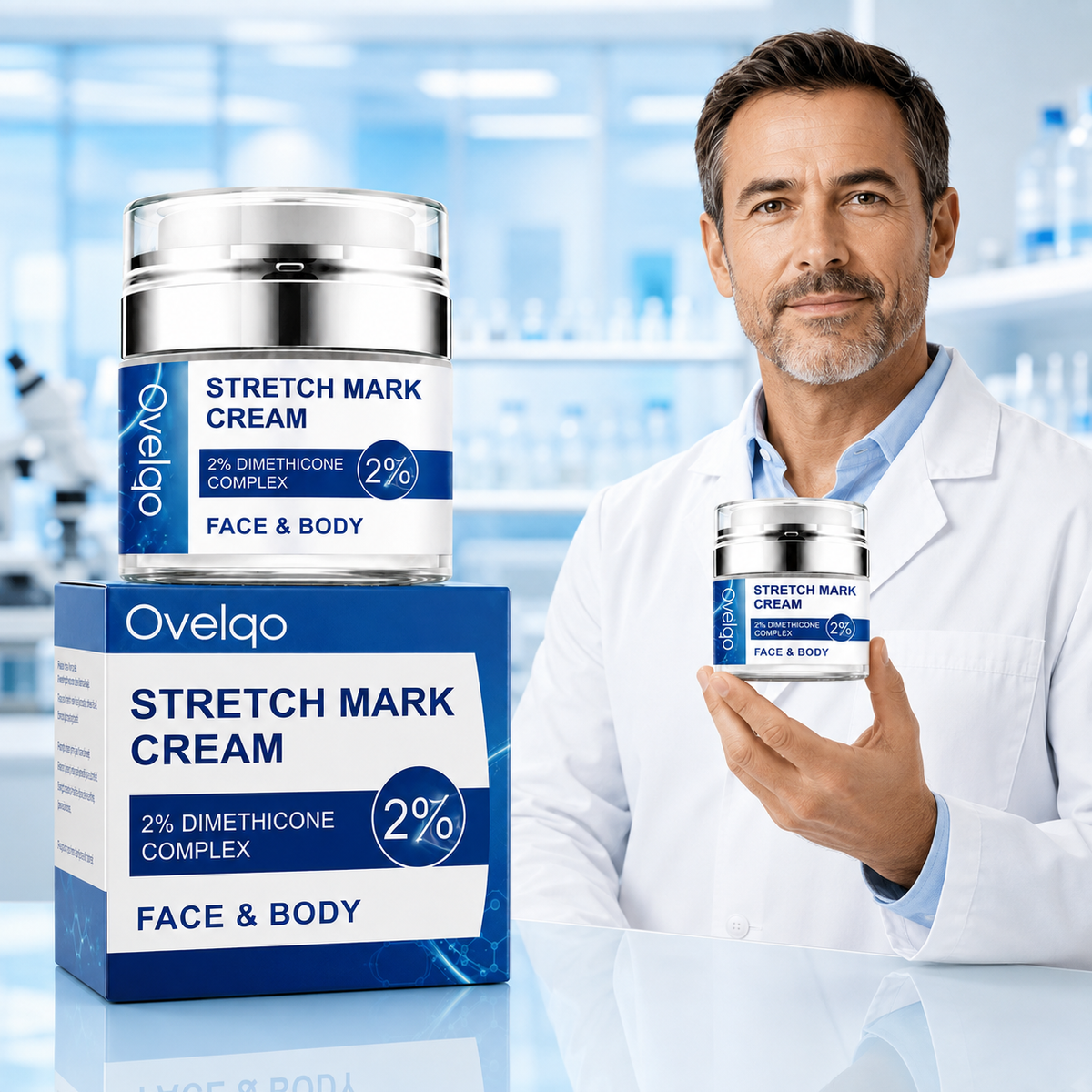 Ovelqo Advanced Stretch Mark Care Cream – 2% Dimethicone Complex for Smoother-Looking, Hydrated Skin, Face & Body-TTBD
