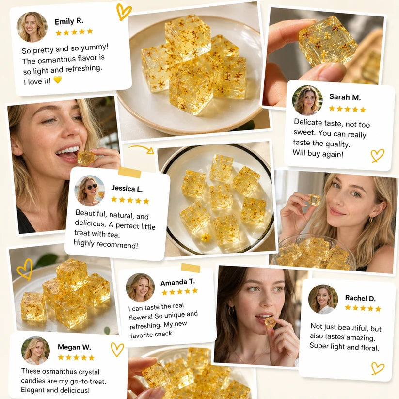 Ovelqo Premium Osmanthus Crystal Candy – Soft & Chewy Floral Treat with Delicate Osmanthus Aroma, Individually Wrapped-TTBD