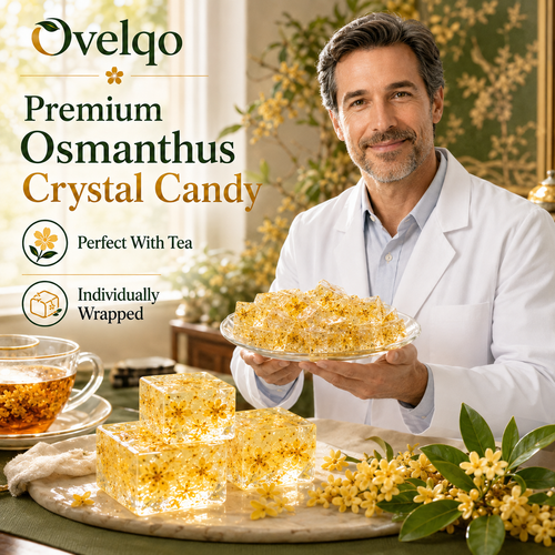 Ovelqo Premium Osmanthus Crystal Candy – Soft & Chewy Floral Treat with Delicate Osmanthus Aroma, Individually Wrapped-TTBD